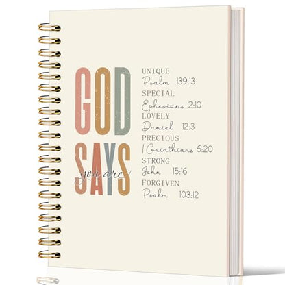 Lacama Christian Gifts for Women，Bible Journal Notebook for Women, Prayer Journal Inspirational Notebook Gifts for Teen Girls，Bible Study Supplies, Church Faith Journaling Hardcover Spiral Notebook - color: God Says You Are-4