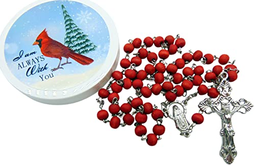 Cardinal Rosary Set with Rose Scented Wooden Beads and a Metal Cross