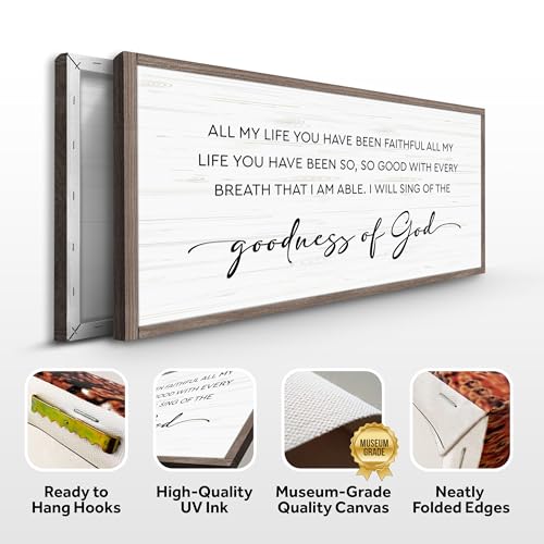 TAILORED CANVASES Goodness of God Faith Wall Art, Inspirational Scripture Canvas Print with Christian Quotes, Large Wall Art for Living Room, Bedroom, or Church Decor 18x36 - size: 36"L x 18"W