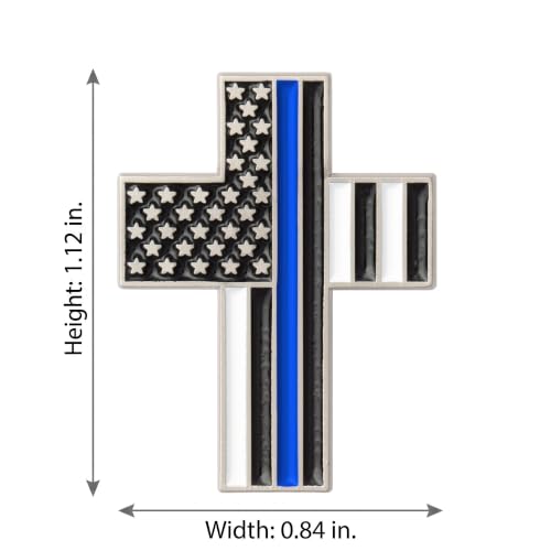 Great 1 American Flag Christian Cross Lapel Pin - color: Thin Blue Line