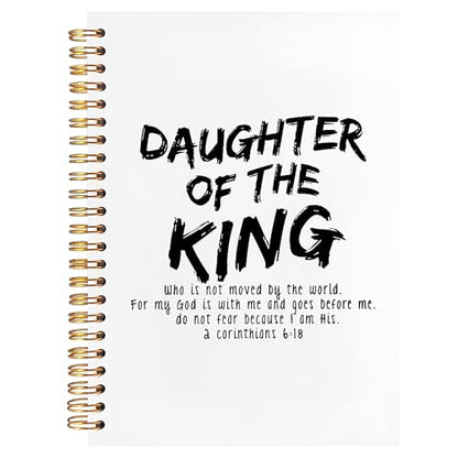 BearCake Prayer Journal for Woman,Christian Bible Journal,Christian Gifts for Women, Bible Notebooks for Note Taking, Daughter of the King,Spiral bible Notebook 5.5x8.3 - color: white Bible-6：18