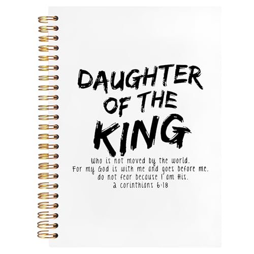 BearCake Prayer Journal for Woman,Christian Bible Journal,Christian Gifts for Women, Bible Notebooks for Note Taking, Daughter of the King,Spiral bible Notebook 5.5x8.3 - color: white Bible-6：18
