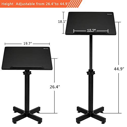Bonnlo Classic Lectern Podium Stand, Height Adjustable Mobile Podium, Multi-Purpose Tabletop for Speech, Lecture, Church, Reading or Laptop Desk with Edge Stopper, Black - color: Black