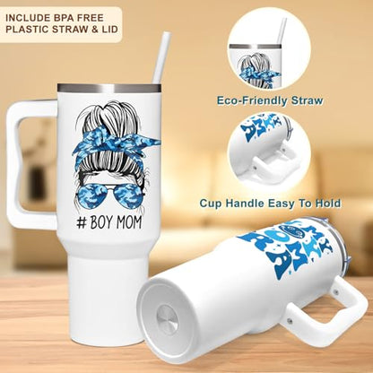 Boy Mom Gifts, Era - In My Boys Moms Era - Christmas, Birthday, Mothers Day Gifts For Boy Mom - Funny Tumbler 40oz With Handle - color: Boy Mom Gifts