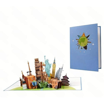 3D Pop Up Interesting Cards for men - Travel Theme Greeting Card - color: Landmark building