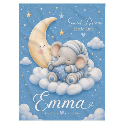 Personalized Baby Blanket With Name, Custom Baby Blankets Gift for Boy Girl - color: Cloud Blue, size: Elephant