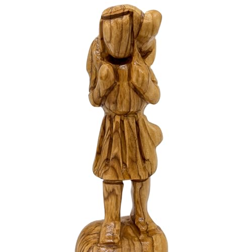 Zuluf Hand-Carved Olive Wood Good Shepherd Jesus with Lamb - Authentic Bethlehem Craftsmanship | Premium Religious Décor 5.7 INCHES FIG016