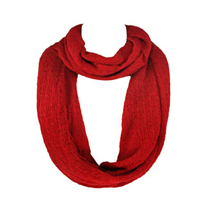 TrendsBlue Premium Solid Color Knit Infinity Circle Scarf - color: Burgundy