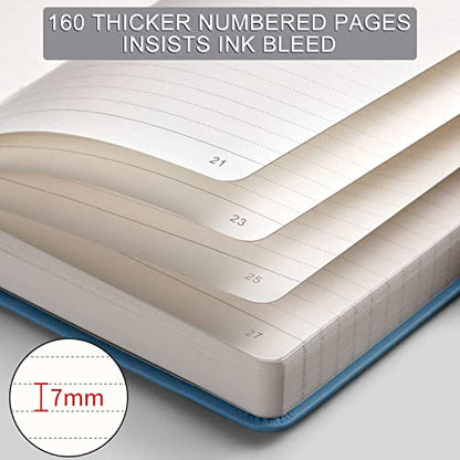 AHGXG Lined Journal Notebook, 320 Numbered Pages, A5 (5.75'' X 8.38'') - color: Light Blue, size: A5