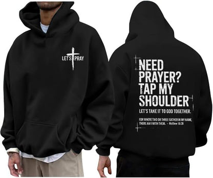 Christian Hoodies for Men Jesus Cross Casual Tops - color: Black, size: X-Large
