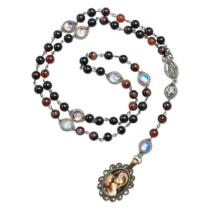 Seven Sorrows of Mary Rosary Chaplet 8mm Agate Beads Catholic Jewelry Necklace for Women Men - color: style 1