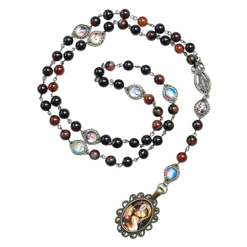 Seven Sorrows of Mary Rosary Chaplet 8mm Agate Beads Catholic Jewelry Necklace for Women Men - color: style 1