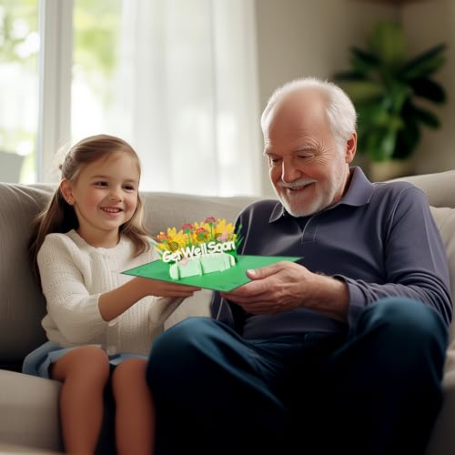 GREETING ART Get Well Soon Pop Up Card, Get Well Card Gift for Women Men - color: Get Well Soon Sunflower