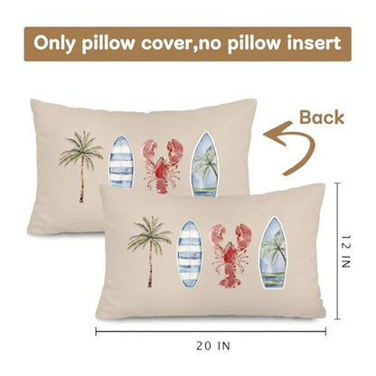 Surf Beach Room Decor, Coastal Beach 12x20 Pillow Cover - color: 01-coastal Pillow Cover-retro(white)