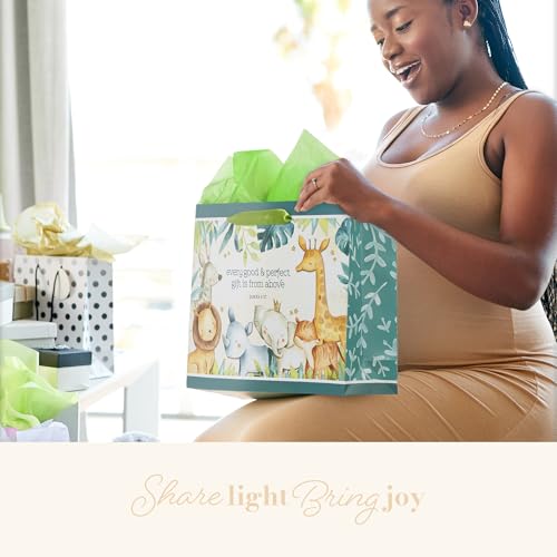 Christian Art Gifts Large Gift Bag for Kids with Card & Tissue - color: Baby Animals/Green, style: Large Landscape
