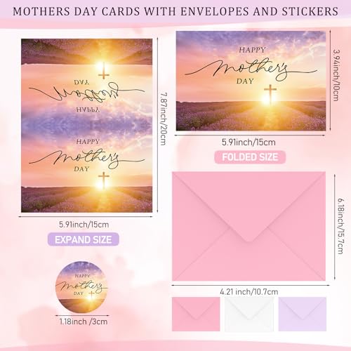 Spakon 30 Sets Mother's Day Christian Cards with Envelopes Stickers