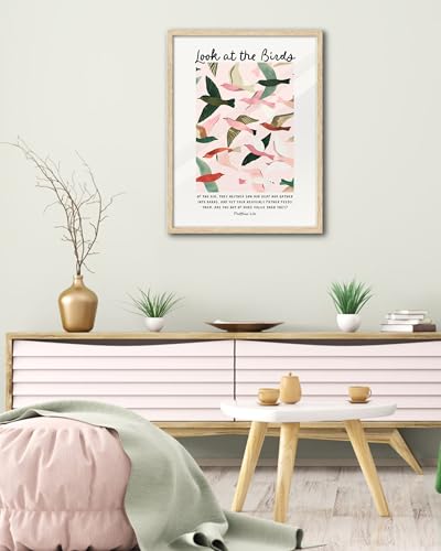 EcoHest 16x20 in Matthew 6:26 Look at the Birds Framed Christian Wall Art - color: Framed Birds, size: 20"L x 16"W