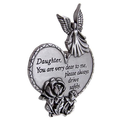 Daughter Drive Safely Visor Clip, Heart and Angel Design,1-7/8 Inches