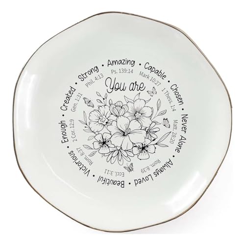 God Says You Are AmazingRing Dish – Christian Ceramic Jewelry Tray for Women, Inspirational Bible Verse Trinket Holder Gift for Her, Religious Baptism Gift - color: You Are Amazing