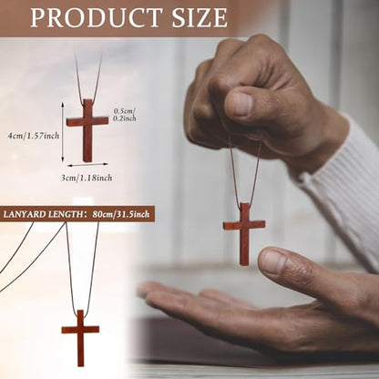 Ecation Wood Cross Necklace Bulk