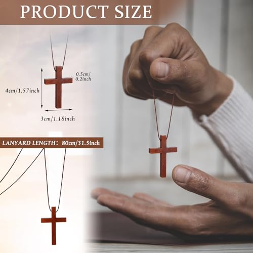 Ecation Wood Cross Necklace Bulk