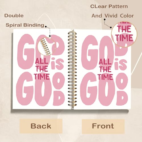 Pink Christian Spiral Notebook Journal, God is Good All The Time Bible Verse Scripture Journal for Women, Christian Gifts for Women, Religious Prayer Notebooks, 5.5x8.3 Inch - color: 02-god is Good All the Time
