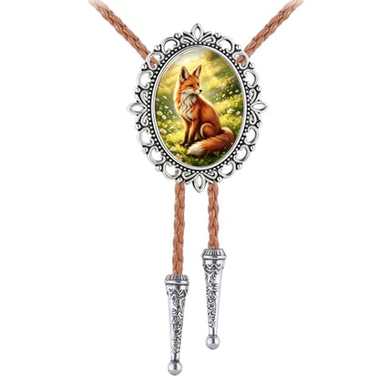 GelConnie Gothic Bolo Tie for Men Women 3D Art Western Cowboy Necktie - color: Fox Grass Bolo Tie