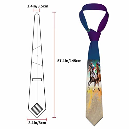 Black Dots Men's Neckties Retro Classic Circle Geometry Men's Tie for Mens Teens Business Work Casual Wedding Party - color: Racing Horses