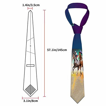 Black Dots Men's Neckties Retro Classic Circle Geometry Men's Tie for Mens Teens Business Work Casual Wedding Party - color: Racing Horses