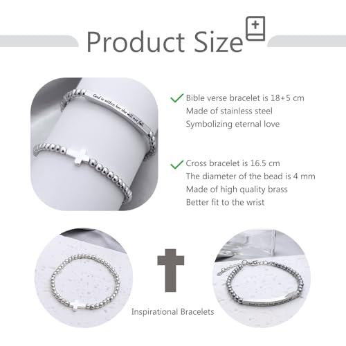 Silver Religious Bracelets for Women Christian Bible Verse Bracelet