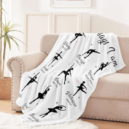 God Says I Am Christian Gifts for Girl Ballet Dancer Blanket 50"x60" - color: God Says - Ballet 02, size: 50"x60"