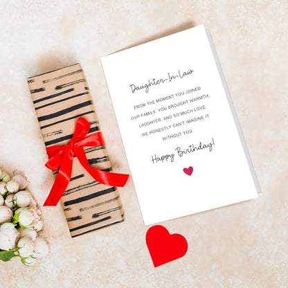 Daughter in Law Birthday Card Gift, Heartfelt Birthday Card for Daughter in Law, Daughters-in-Law Bday Gift from Father-in-Laws Mother-in-Laws - color: Daughter in Law Birthday