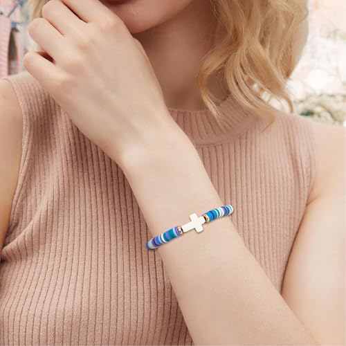 Cute Cross Bracelet Teen Girl Gifts Trendy Stuff Christian Gifts for Kids/Girls/Boys/Teens/Women Jewelry Colorful Jesus Bracelets Christmas Religious Communion Baptism Confirmation Gifts - color: 2-Daughter C