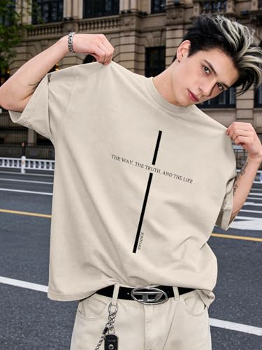 Jesus is King Shirt Christian Shirts for Men Oversized Religious Top - color: Apricot1, size: Medium