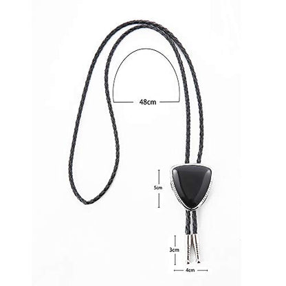 bolo tie for man,handmade western cowboy alloy natural mix Leather Bolo Tie - color: Black Triangle Bolo Tie