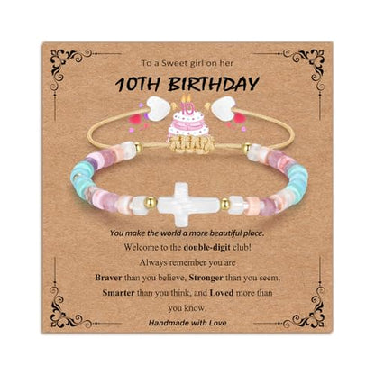Bracelets for Girls Cross Soccer Bracelets Birthday Gifts for Girl - color: 2# 10th Birthday