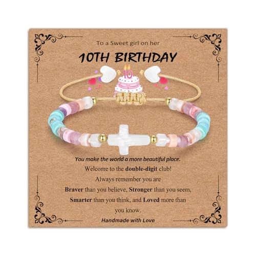 Bracelets for Girls Cross Soccer Bracelets Birthday Gifts for Girl - color: 2# 10th Birthday