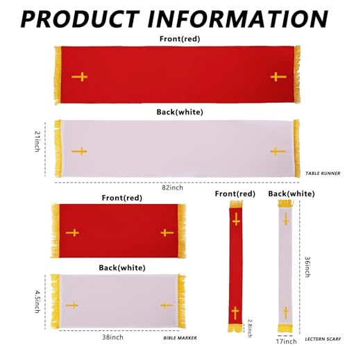 3-Piece Church Parament Set - color: Red and White