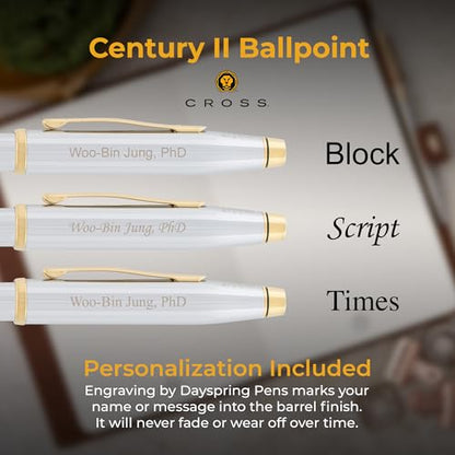 Cross Century II Personalized Medalist Ballpoint Pen, Chrome with Gold Trim - color: Medalist