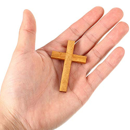 meekoo Natural Wooden Cross Bulk Pendants Mini Cross Beads Bulk for DIY Crafts Jewelry Making - color: Coffee, size: 1.57 x 2.36 x 0.2 Inch