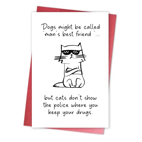 Humorous Birthday Card for Cat Lover, Funny Friendship Card from Cat, Cats are Man's Best Friends - color: Cats are Man's Best Friends