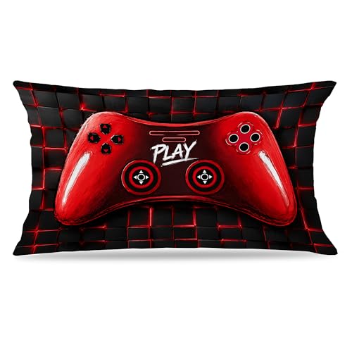 Red Game Controller Pillow Cover 12x20 for Gamers Gaming Lovers, Video Game Gifts Throw Pillow Cover for Boys Gaming Room Bedroom Man Cave Sofa Decor - color: Bible Pillow-d