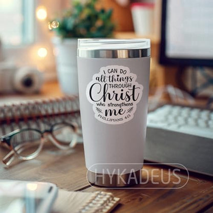 (3Pcs) I Can Do All Things Through Christ - Bible Verse Religious Sticker - color: I Can Do All Things Through Christ Leaves