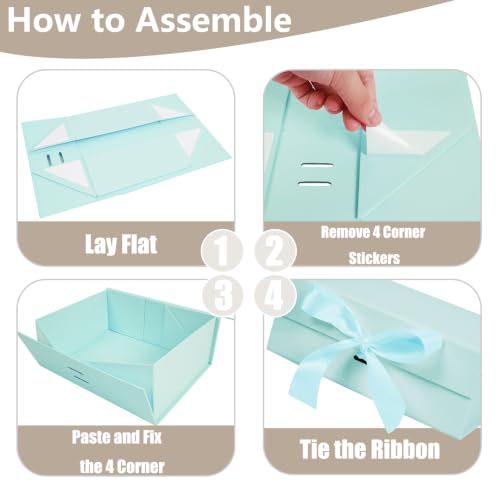Aimyoo 5 Pack Light Blue Gift Box with Ribbon, 11.5x8.6x4.1 inch Groomsman Proposal Box for Presents with Magnetic Closure Lids, Rectangle Collapsible Luxury Box for Wedding, Christmas, Birthday - color: Light Blue 11.5x8.6x4.1 inch-5 Pack