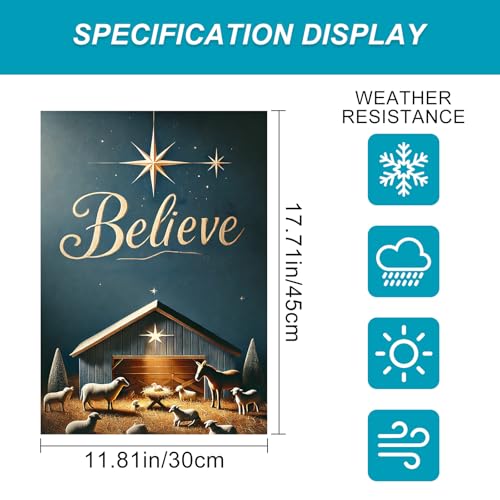 BlissYard Christmas Nativity Scene Garden Flag 12x18 Inch Polyester - color: Starry Night Stable