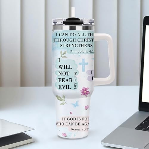 Christian Gifts for Women, 40oz Religious Tumbler with Handle , I Am a Child of God Stainless Steel Insulated Travel Mug, Mother's Day Birthday Inspirational Scripture Present for Mom Grandma Sister - color: Religious-D-276-E