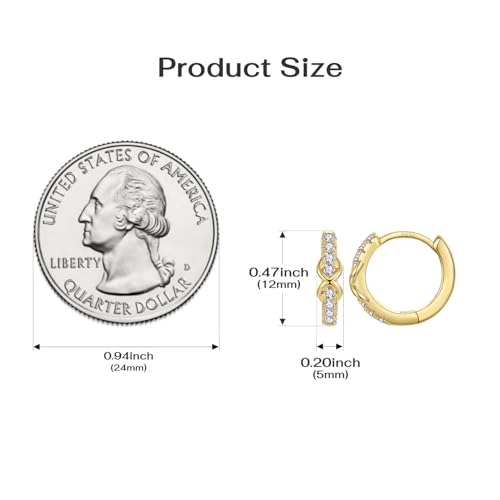 Turquoise Cross Hoop Earrings for Women 14K Gold Plated Infinity Angel Feather Pearl Turquoise Cross Star Hypoallergenic Post Christan Everyday Huggie Jewelry Gift - color: Gold Infinity
