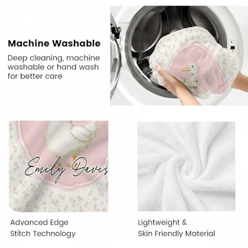 Personalized Goose Baby Blanket, Floral Nursery Throw Gift - color: #Ver6