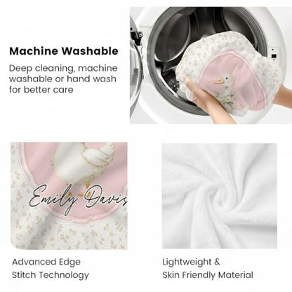 Personalized Goose Baby Blanket, Floral Nursery Throw Gift - color: #Ver6