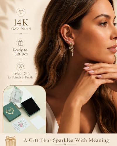 Dangle Earrings for Women Trendy Triple Huggie Hoop Stud Earring - color: B. Star Moon